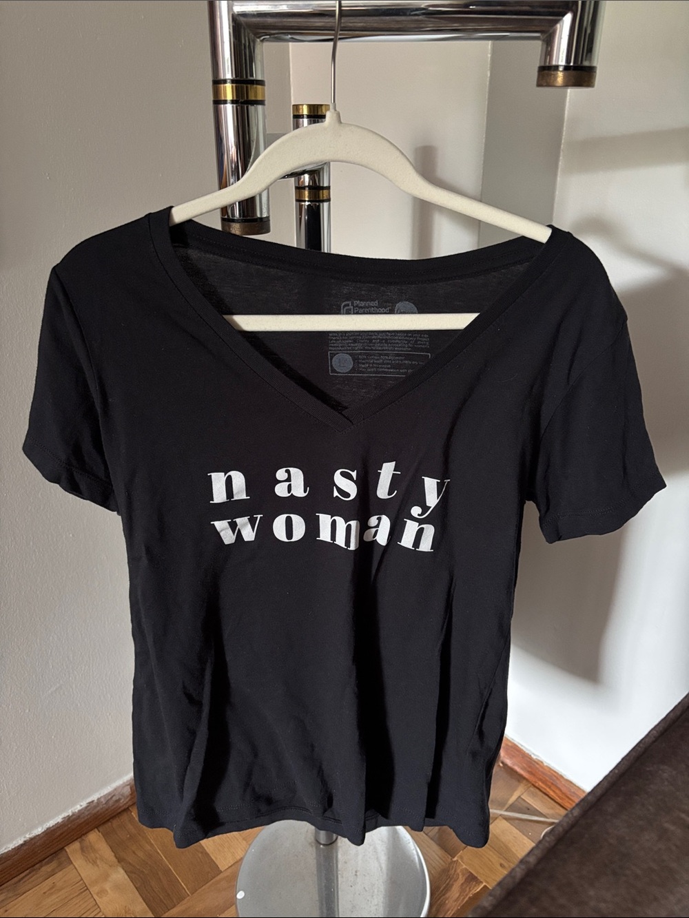 Black “Nasty Woman” V-Neck Graphic Tee